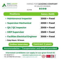 Hiring for leading company in Saudi Arabia