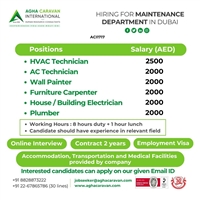 Job opening for Maintenance Department in Dubai