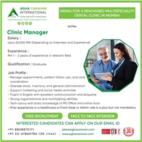 Job opening For Clinic Manager in Mumbai