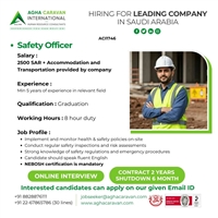 Job opening Safety Officer in Saudi Arabia