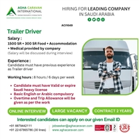 Urgently hiring for trailer driver in Saudi Arabia