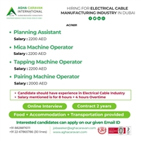 Hiring for Electrical Cable company in Dubai