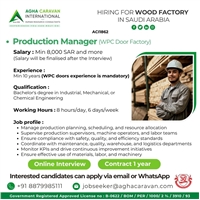 Hiring Production Manager for Saudi Arabia