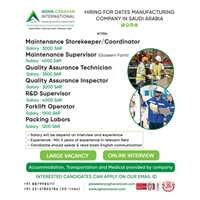 Hiring for Dates Manufacturing company in Saudi Arabia