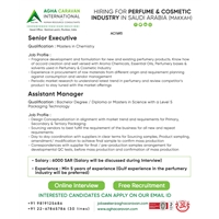 Hiring for Perfume & Cosmetic company in Saudi Arabia