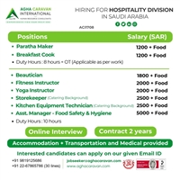 Job opening for hospitality division in Saudi Arabia